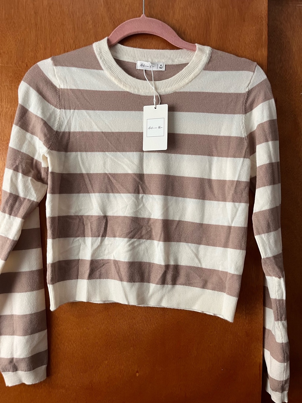NWT Striped Crewneck Sweater - Cream & Taupe